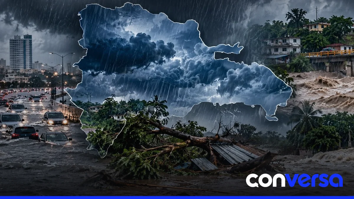 Fotografía de una zona inundada en Santo Domingo tras lluvias torrenciales.