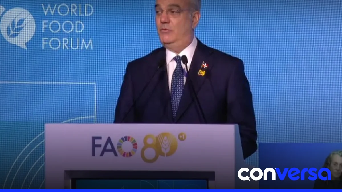 Foto del presidente Luis Abinader durante su intervención ante la FAO.