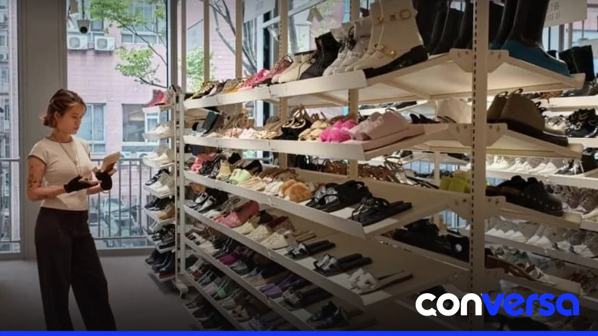 Clientes en una tienda de lujo de segunda mano en Shanghái.