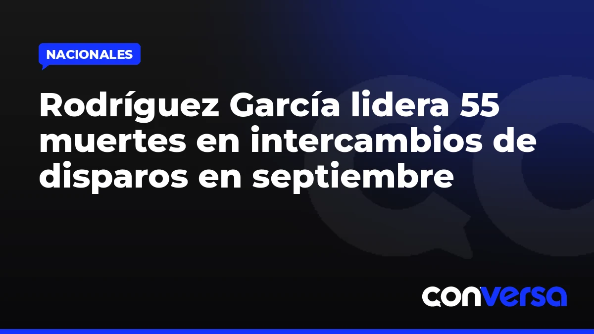 Rodríguez García lidera 55 muertes en intercambios de disparos en septiembre