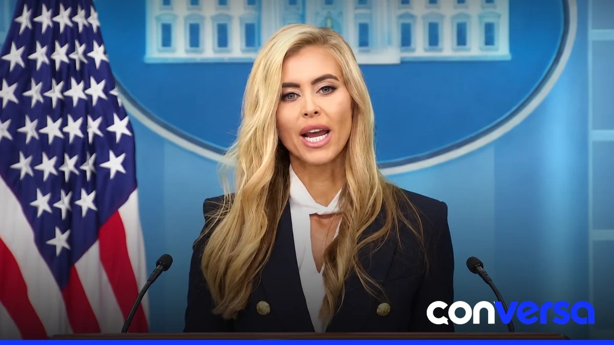 Katie Zacharia en una rueda de prensa en la Casa Blanca.