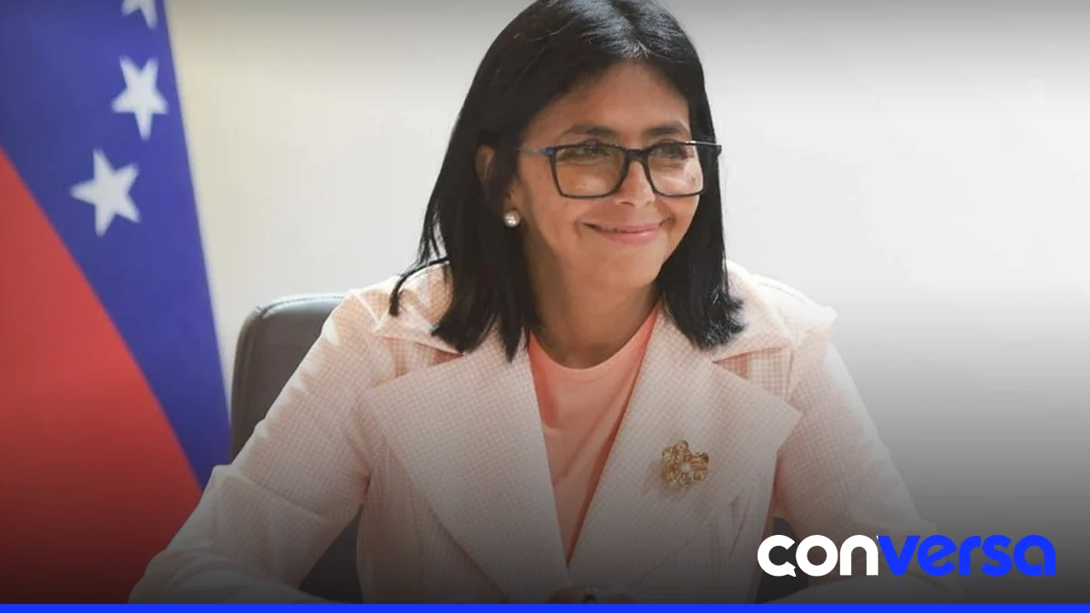 Imagen de la presidenta encargada de Venezuela, Delcy Rodríguez, en un mensaje a la nación.