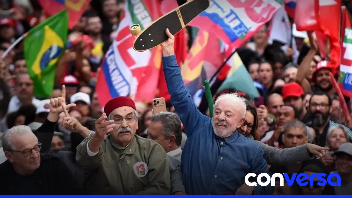 Luiz Inácio Lula da Silva en un mitin de campaña en São Paulo.