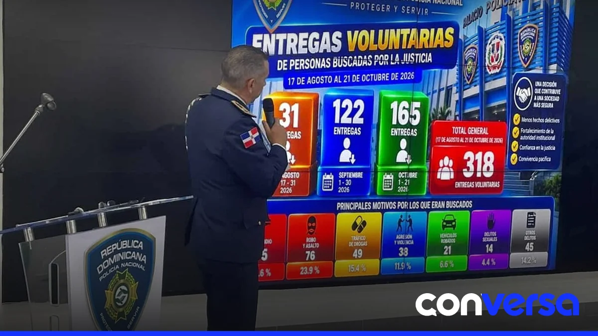 Policía Nacional en una rueda de prensa presentando datos de entregas voluntarias.