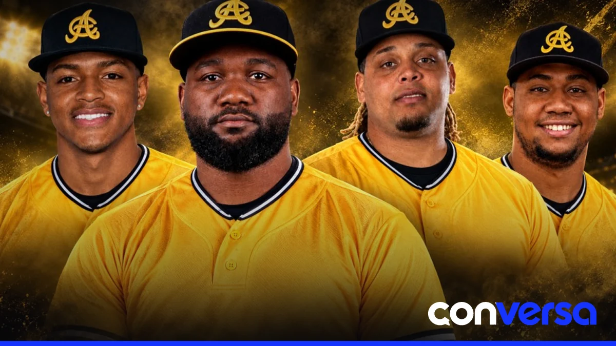 Jugadores de las Águilas Cibaeñas en el Estadio Cibao.
