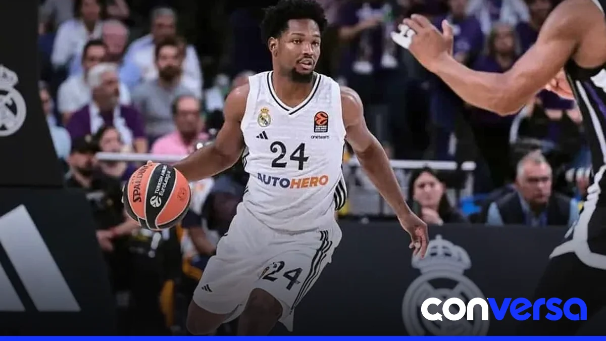 Andrés Feliz en acción durante el partido del Real Madrid contra el Bilbao Basket.