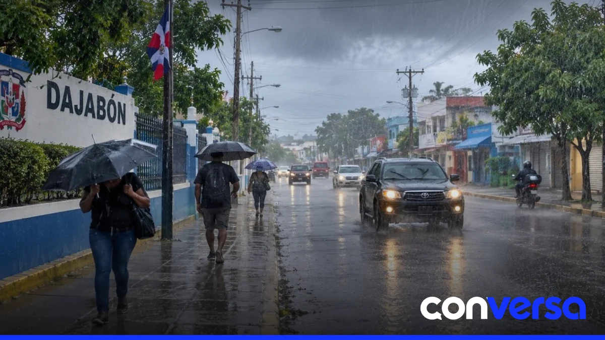 Imagen de nubes y lluvia sobre la región del Cibao.