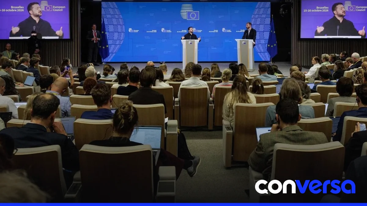 Líderes europeos y el presidente ucraniano en una reunión en Bruselas.