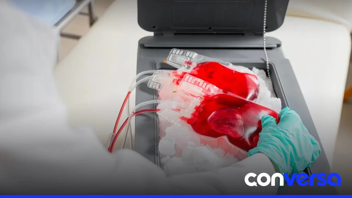 Imagen ilustrativa de una donación de sangre en un banco de sangre.