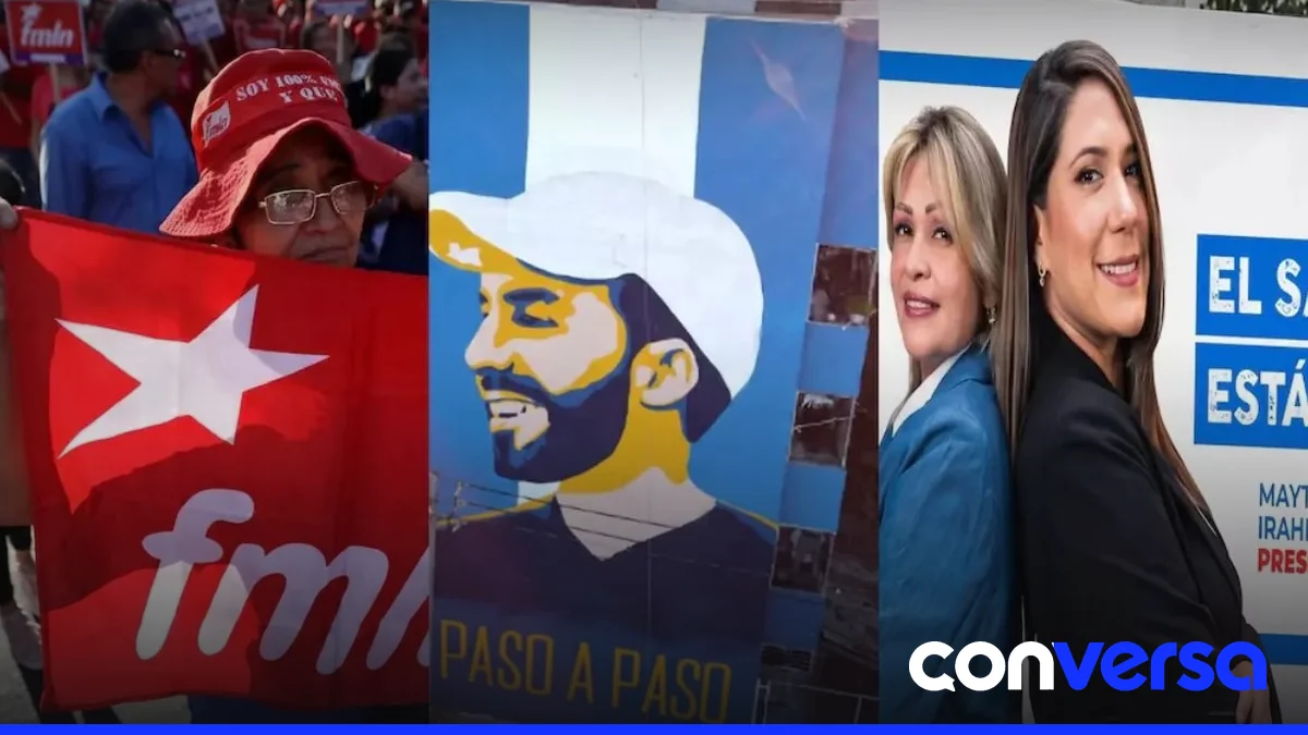 Partidarios de Nuevas Ideas en una manifestación política en San Salvador.