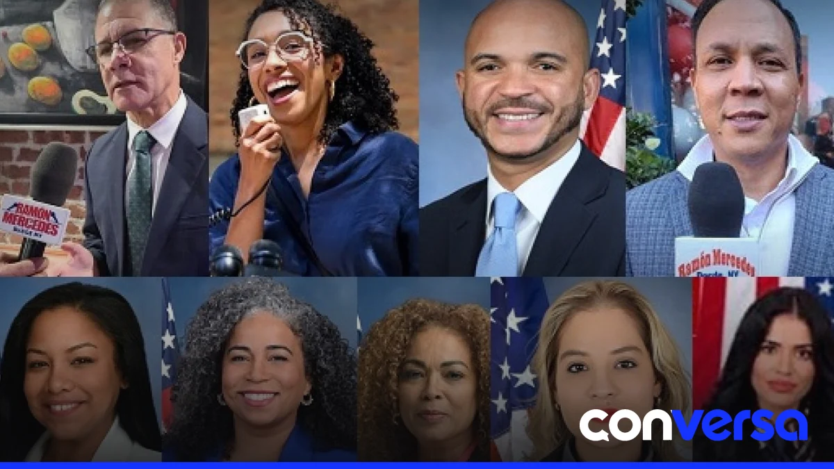 Votantes dominicanos en una mesa electoral en Nueva York.
