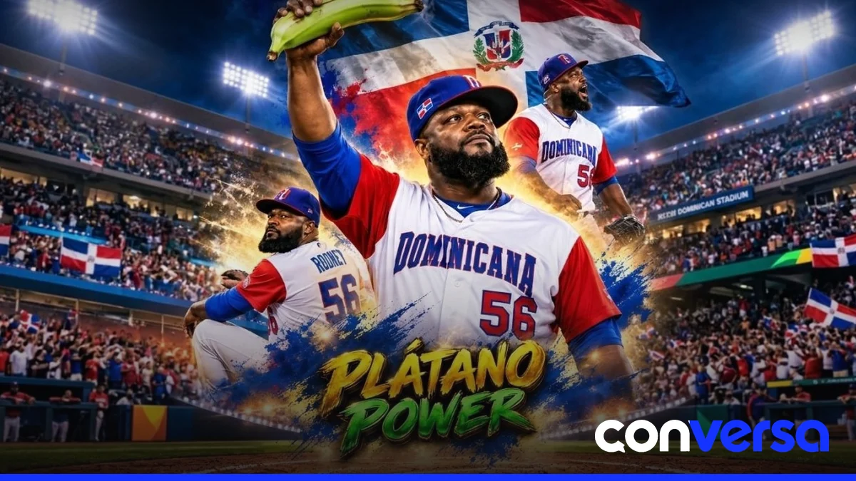 Fanáticos dominicanos celebran la victoria de la selección con el plátano como símbolo de orgullo.
