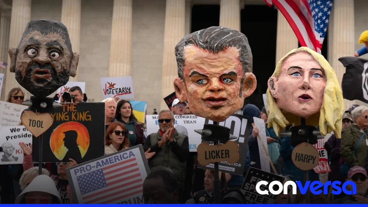 Manifestantes participan en un mitin organizado por la red No Kings en Washington, D.C.