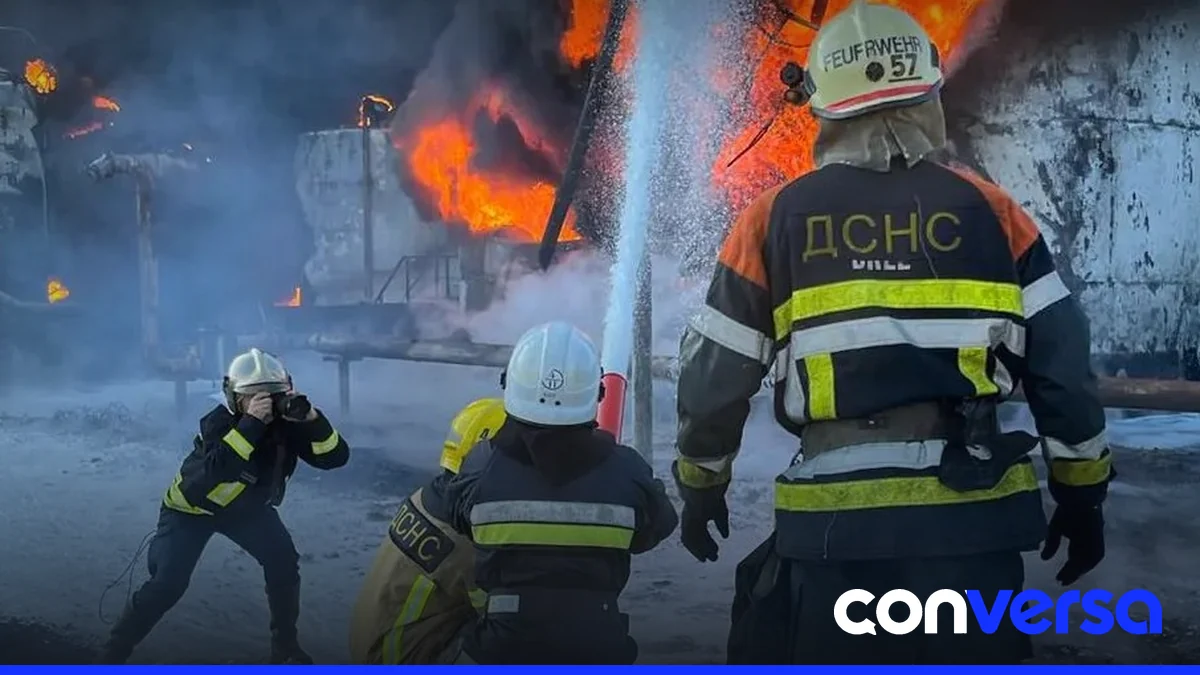 Imagen de un ataque a una central eléctrica en Kiev, mostrando daños en la infraestructura.