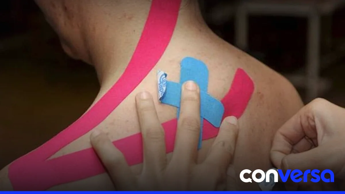 Atleta usando cinta adhesiva durante una sesión de entrenamiento.