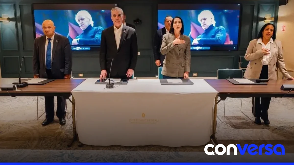 Participantes en la reunión del PRM en Italia, incluyendo al presidente Luis Abinader y la primera dama Raquel Arbaje.