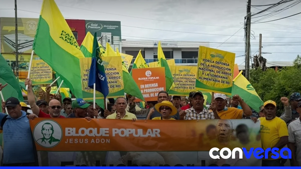 Productores y campesinos marchan en protesta por la eliminación de aranceles a arroz importado.