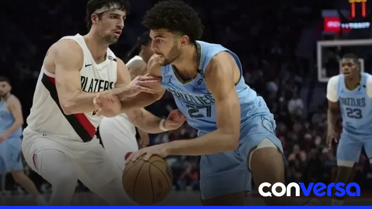 Jugadores de los Memphis Grizzlies celebran su victoria sobre los Portland Trail Blazers.