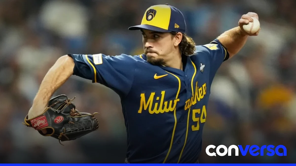 Robert Gasser lanzando en la Serie Mundial.