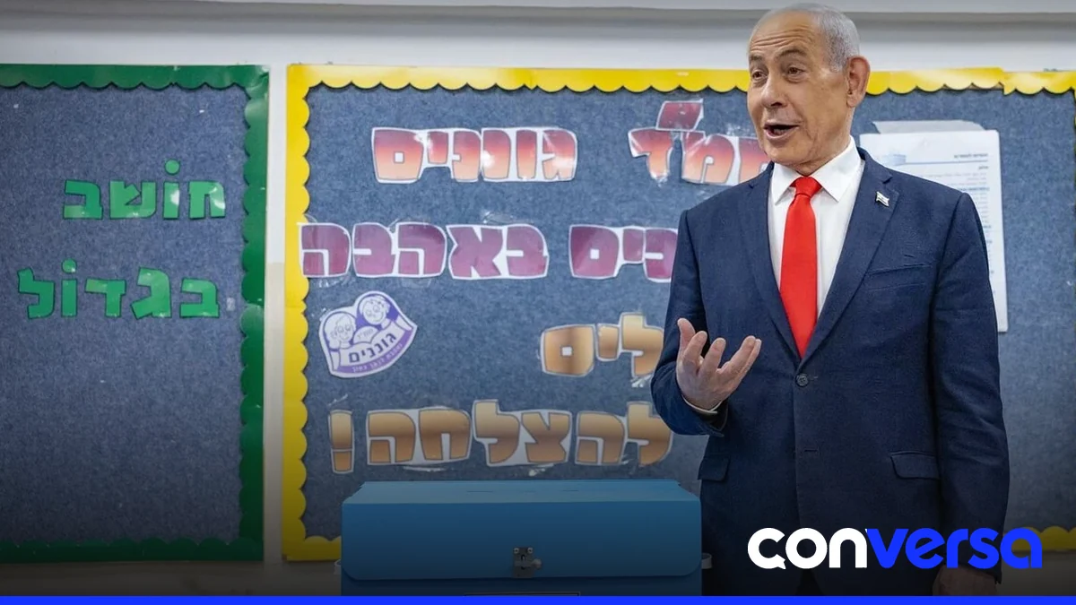 Fotografía de Netanyahu en una campaña electoral en Israel.
