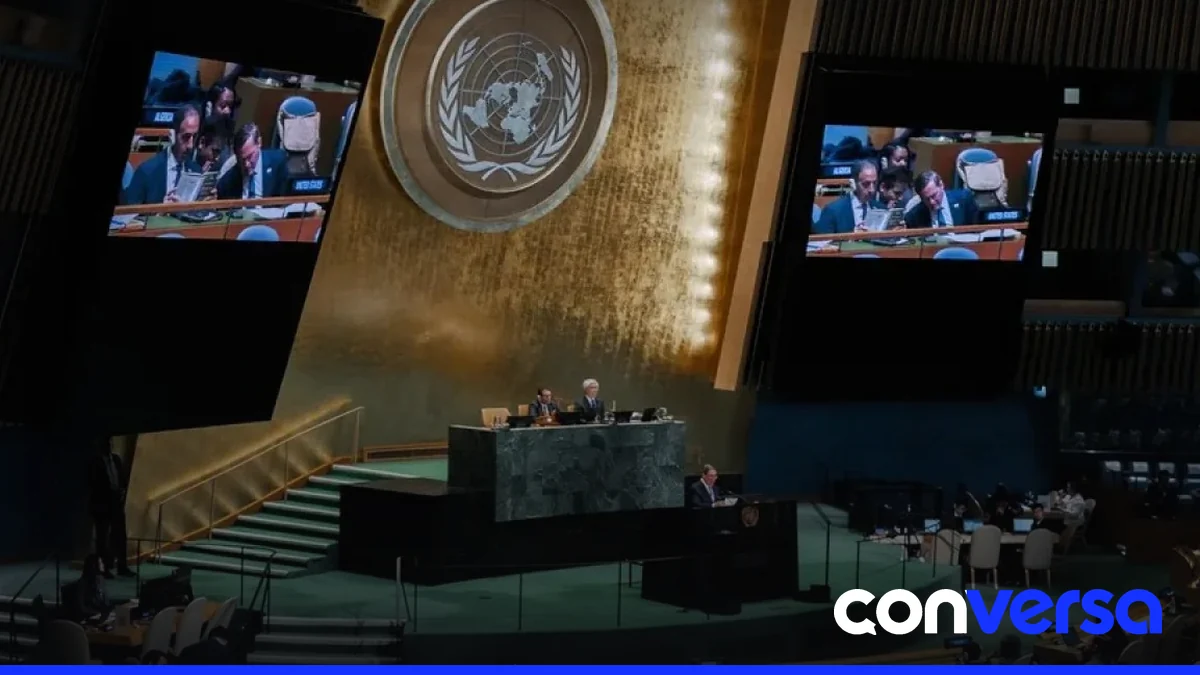 Imagen de la Asamblea General de las Naciones Unidas donde se muestra la votación de la resolución cubana.