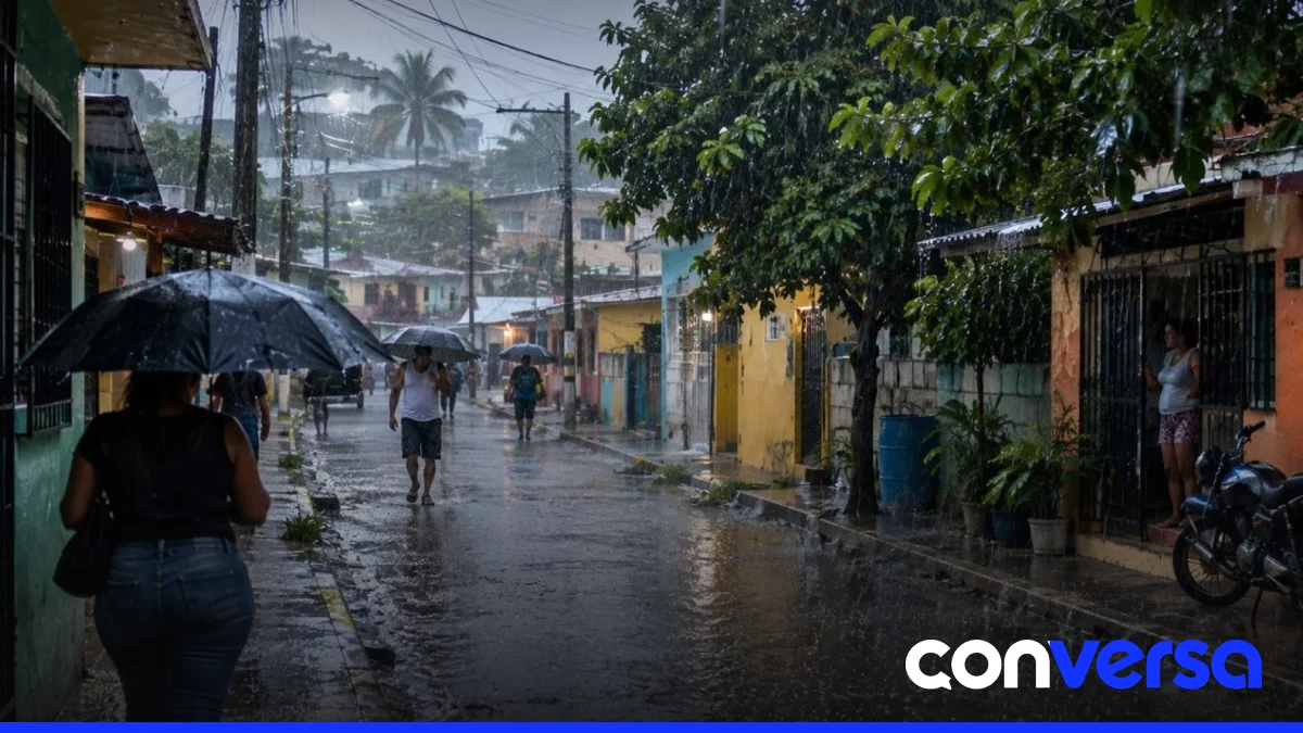 Imagen de cielo nublado y lluvia en Santo Domingo.