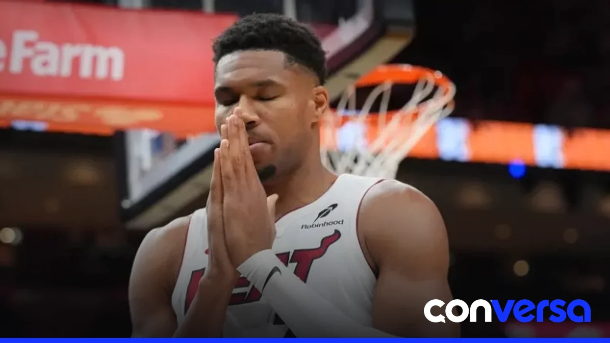 Giannis Antetokounmpo durante un entrenamiento con el Miami Heat.