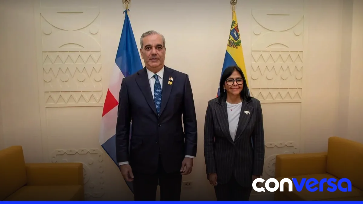 Foto de la reunión entre el presidente Luis Abinader y la presidenta interina Delcy Rodríguez en la FAO.