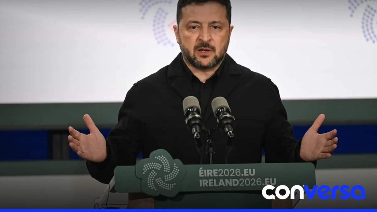 Foto del presidente ucraniano Volodímir Zelenski en una reunión diplomática.