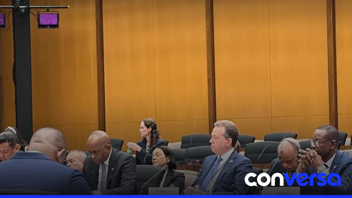 Foto del ministro Víctor Bisonó durante el Diálogo Estados Unidos-Caribe.