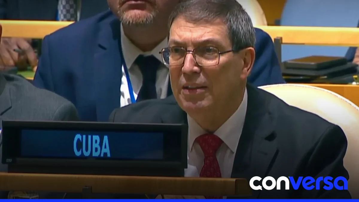 Canciller cubano Bruno Rodríguez durante la sesión de la Asamblea General de la ONU.