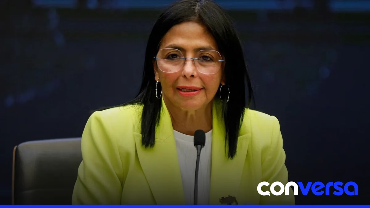 Imagen de archivo de Delcy Rodríguez en una reunión política.