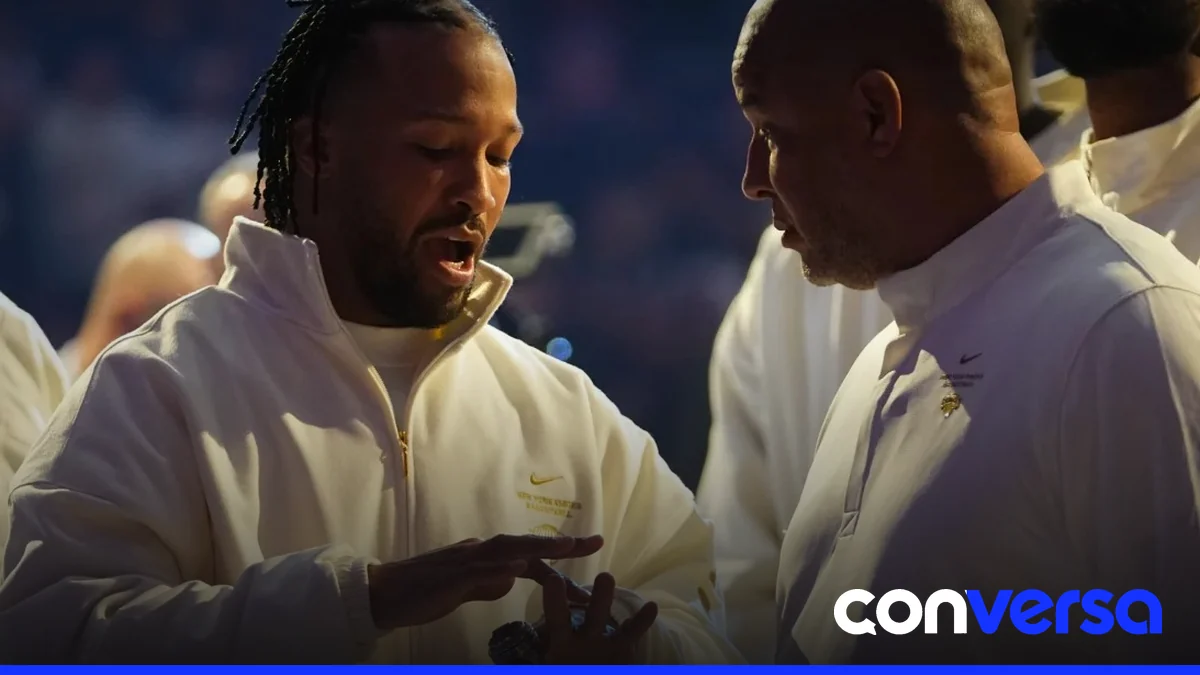 Imagen de los Knicks durante la ceremonia de entrega de anillos de campeones.