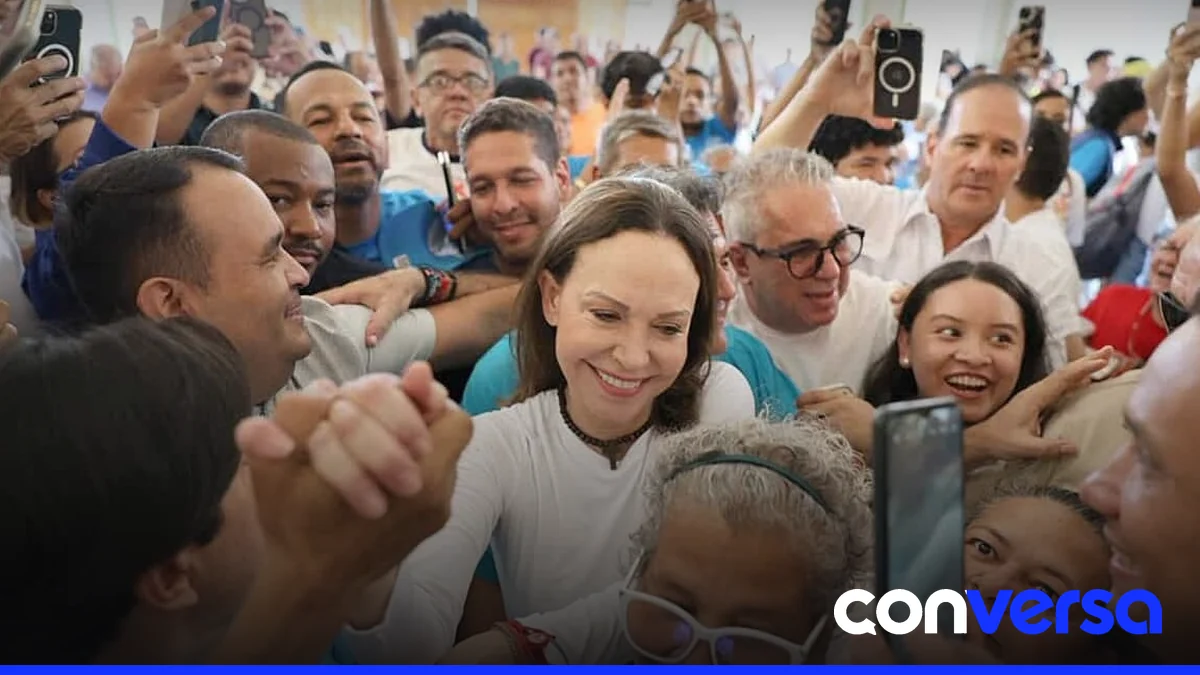 María Corina Machado en una reunión en Caracas tras su regreso al país.
