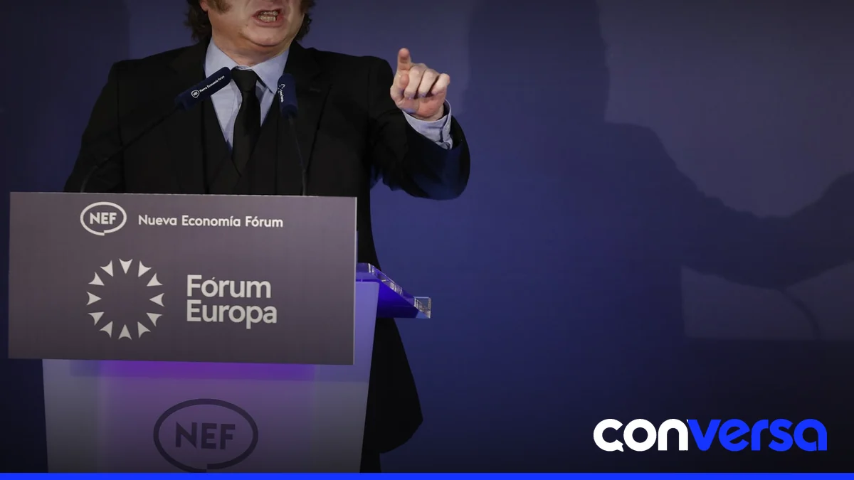 Javier Milei durante un acto en el Casino de Madrid.