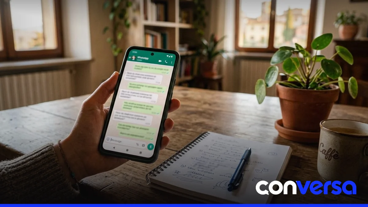 Un usuario revisa mensajes de WhatsApp en su teléfono.