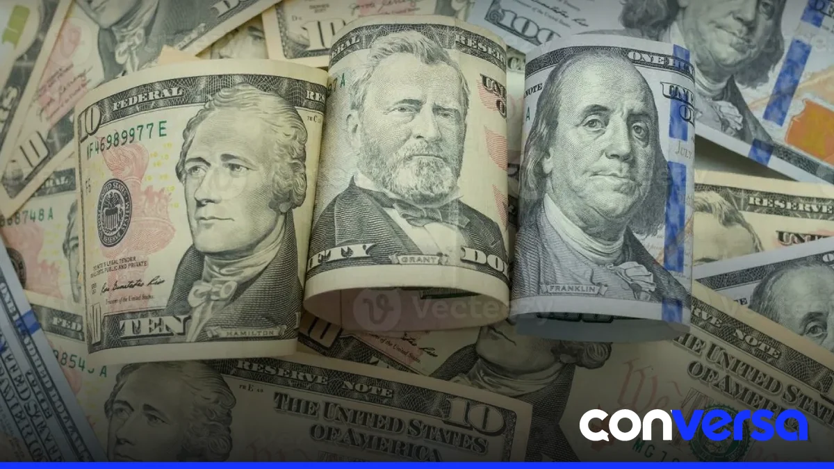 Monedero con billetes de dólar y monedas en República Dominicana.