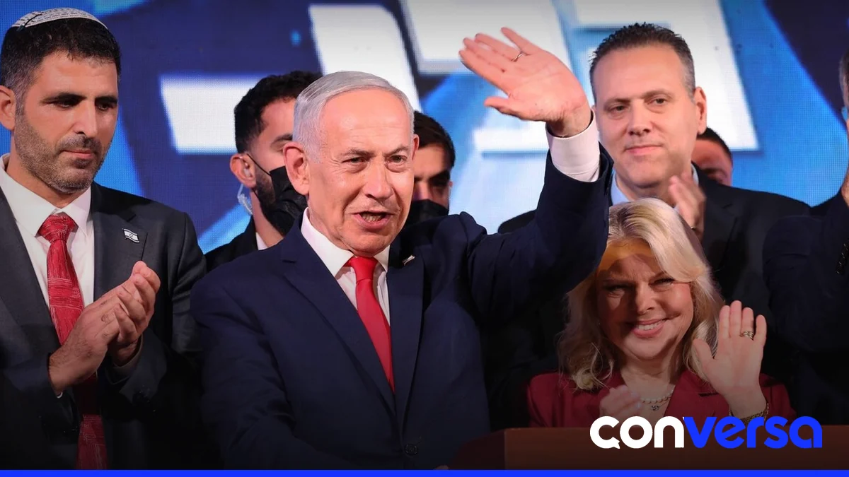 Militantes del Likud celebran los resultados en una sede electoral de Jerusalén.