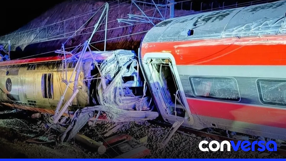 Imagen de un tren de alta velocidad en una vía ferroviaria.