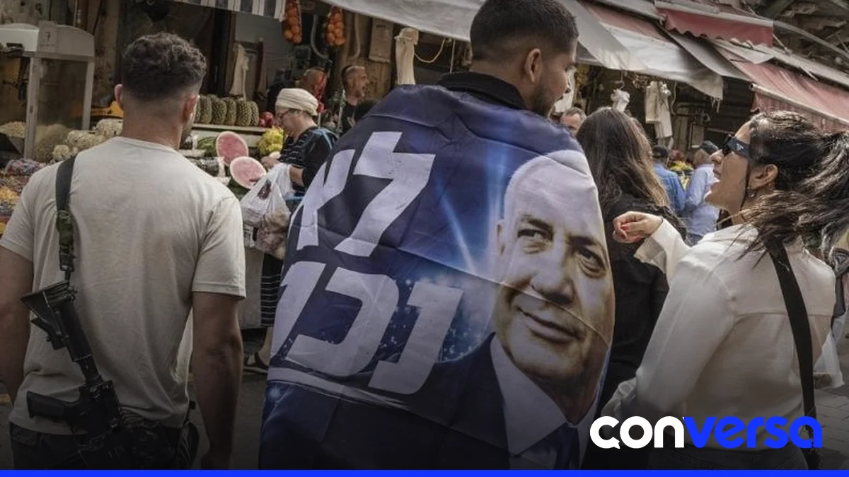 Imagen de Netanyahu en un evento político en Israel.
