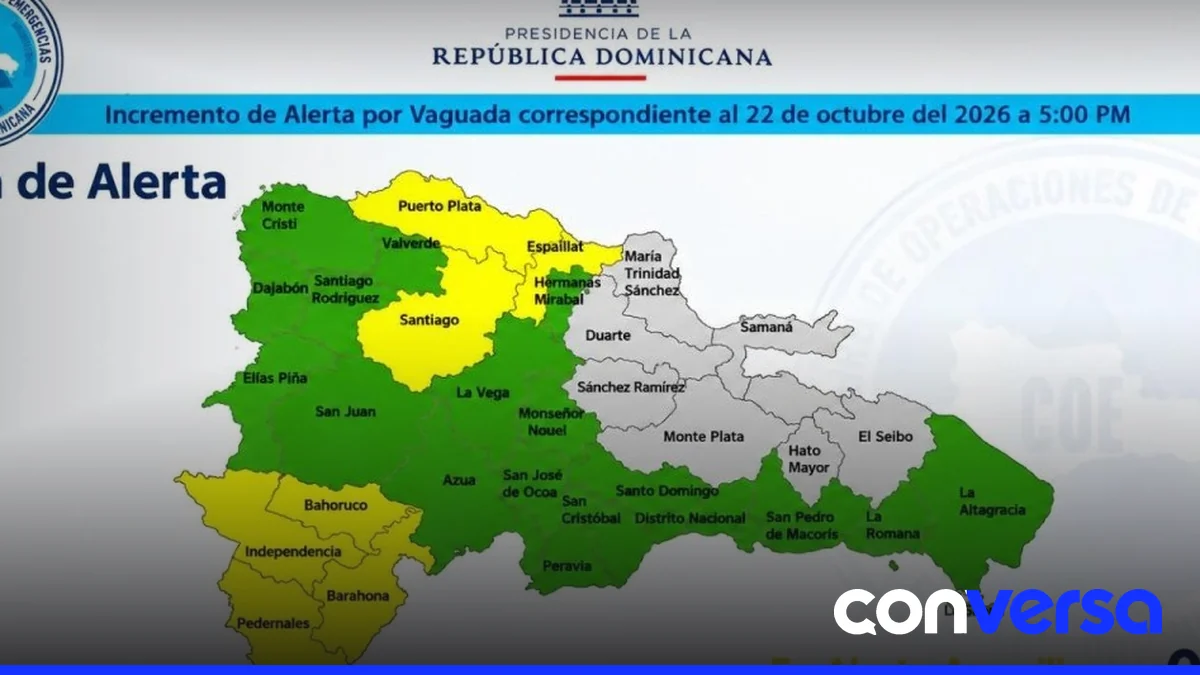 Imagen de un mapa con colores que representan diferentes niveles de alerta por lluvias.