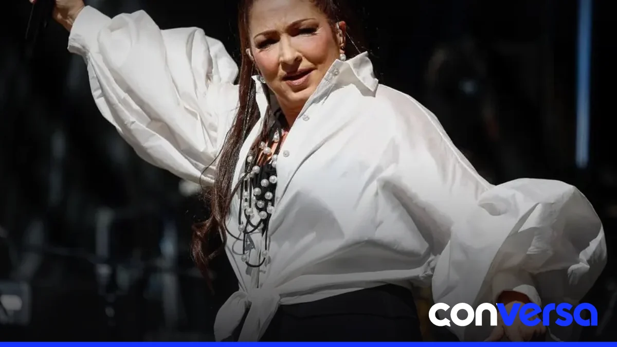 Gloria Estefan y su esposo Emilio Estefan en un evento empresarial en Miami.
