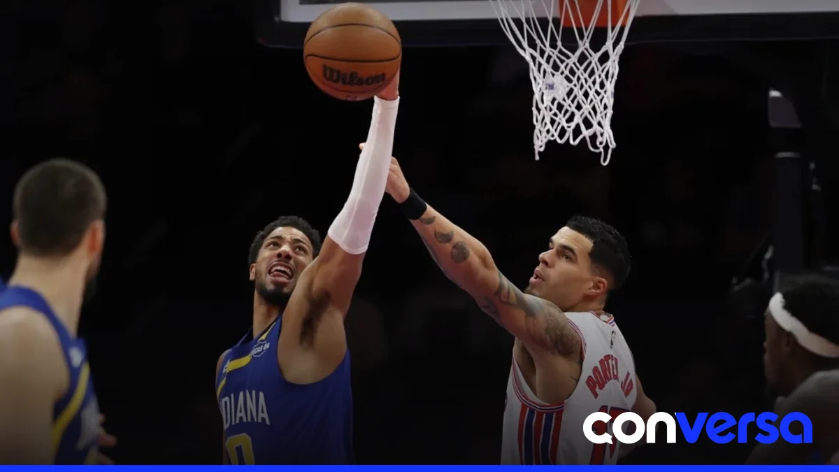 Jugadores de los Indiana Pacers celebran su victoria sobre los Brooklyn Nets en un partido de la NBA.
