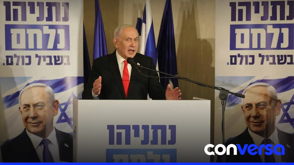 Fotografía de Netanyahu en una campaña electoral.