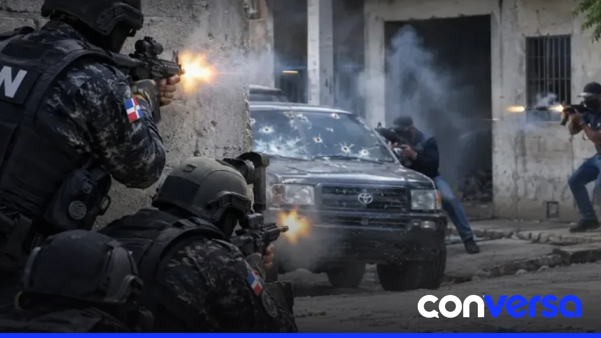 Agentes de la Policía Nacional participan en un operativo en el sector Sabana Perdida, Santo Domingo Norte.