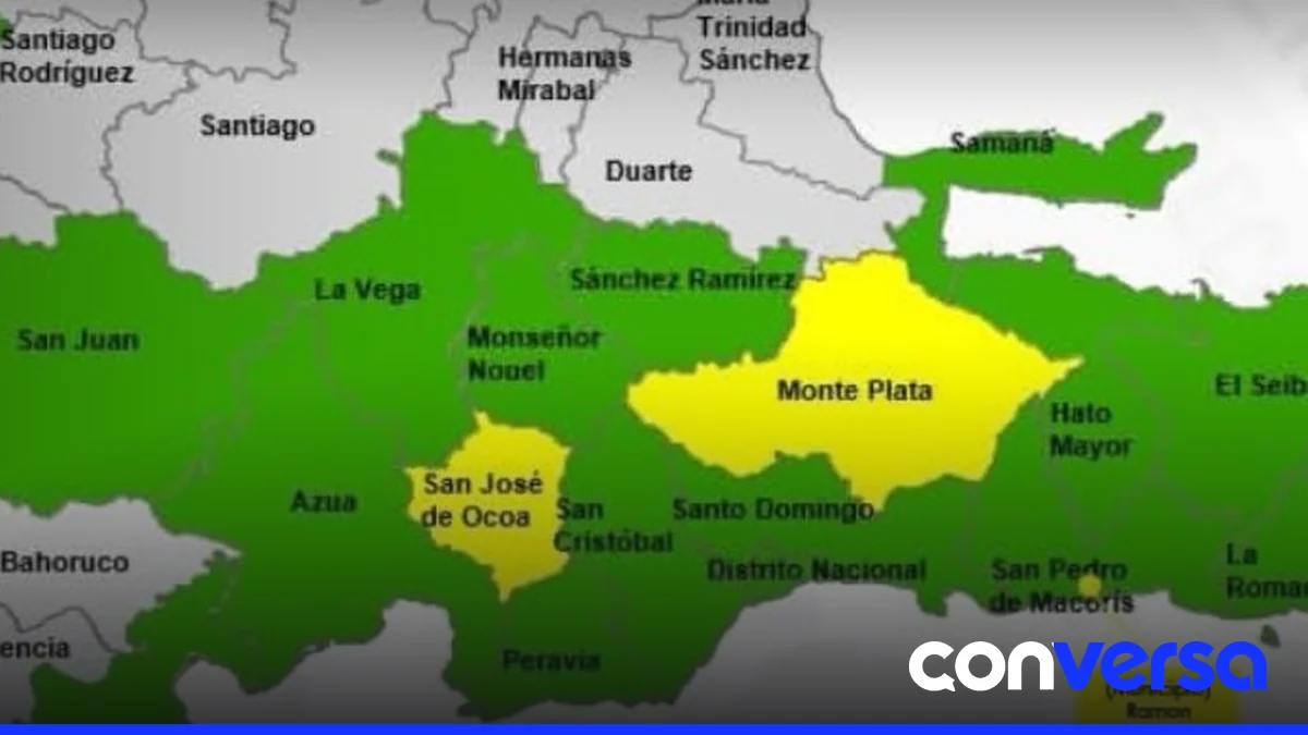 Imagen de un mapa con zonas en alerta meteorológica.
