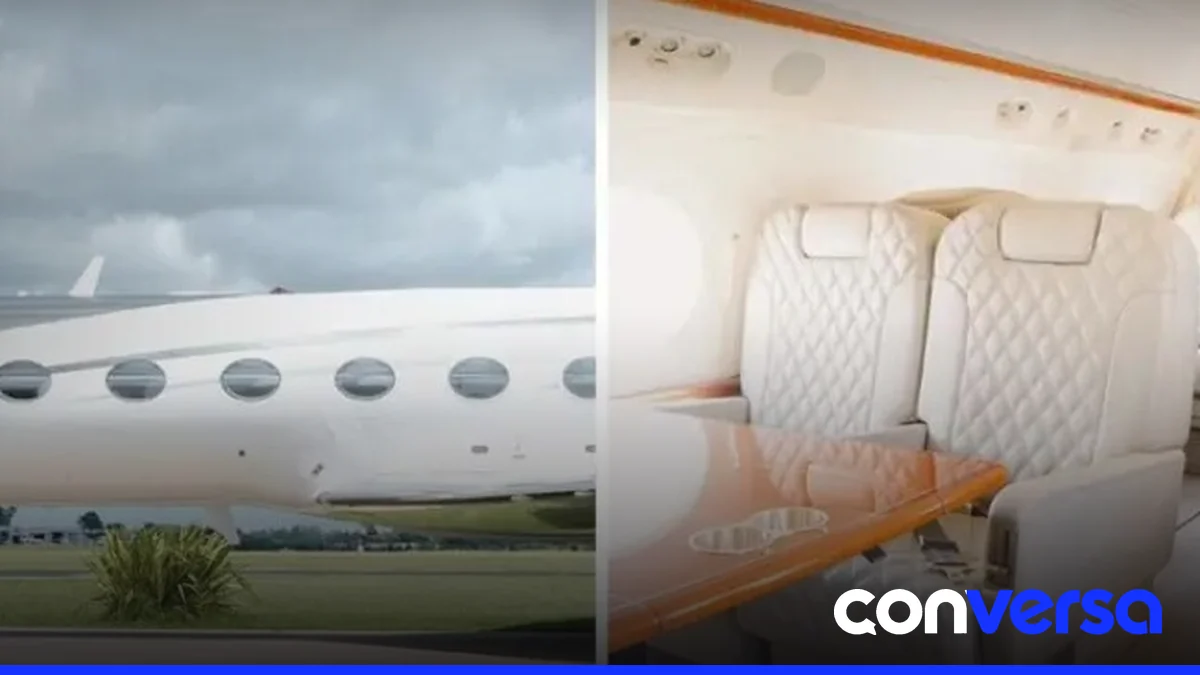 Imagen de un jet privado Gulfstream G400 en el aire.
