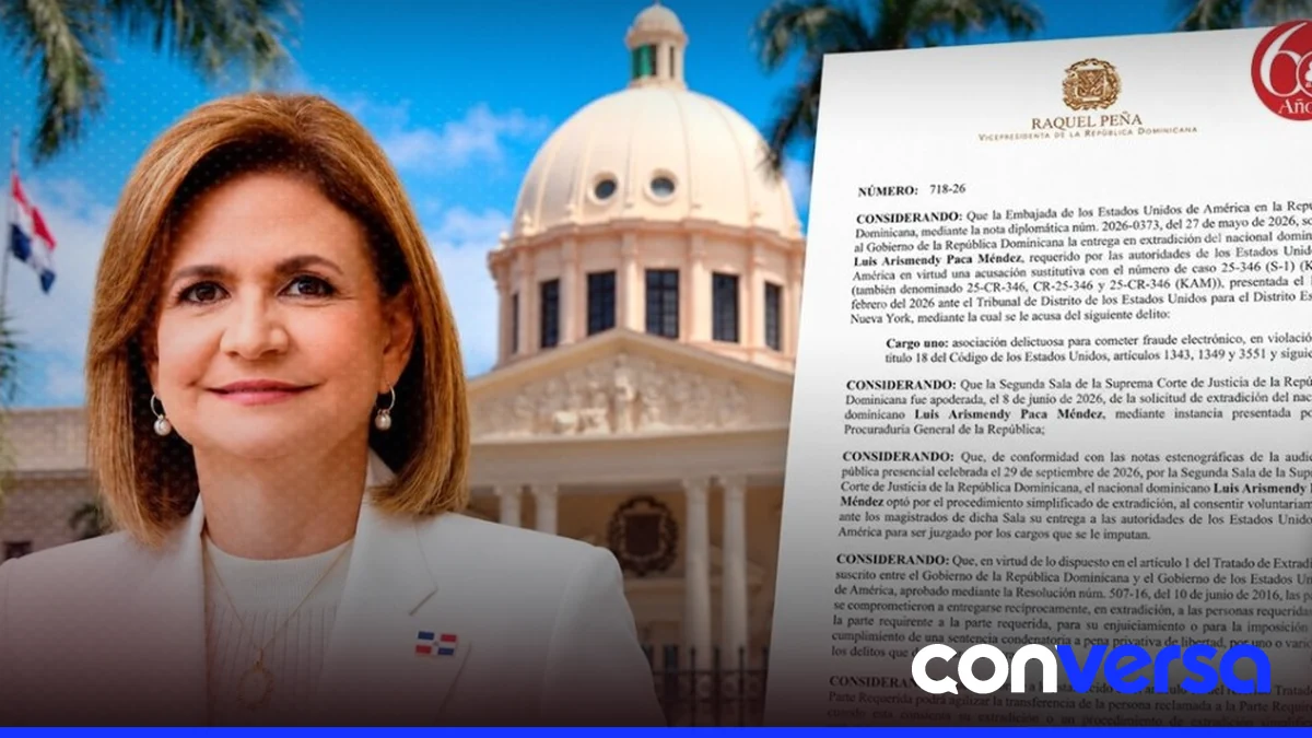 Vicepresidenta Raquel Peña firma decretos de extradición en el Palacio de las Naciones Unidas.
